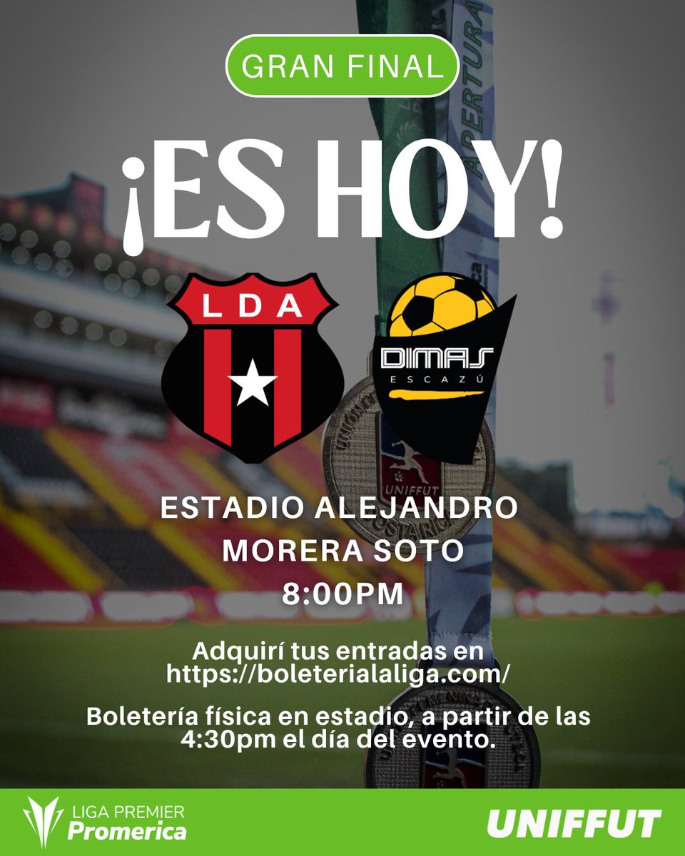 UniffutCR's tweet photo. Este viernes viviremos la fiesta del Fútbol Femenino con la Gran Final del Apertura 2025 en el Estadio Alejandro Morera Soto.
Entradas a la venta en https://t.co/4x8ZzdSAfU y en boletería física este viernes a partir de las 4:30pm
#uniffut #mismapasion #LigaPremierPromerica https://t.co/35QiD4IZkQ