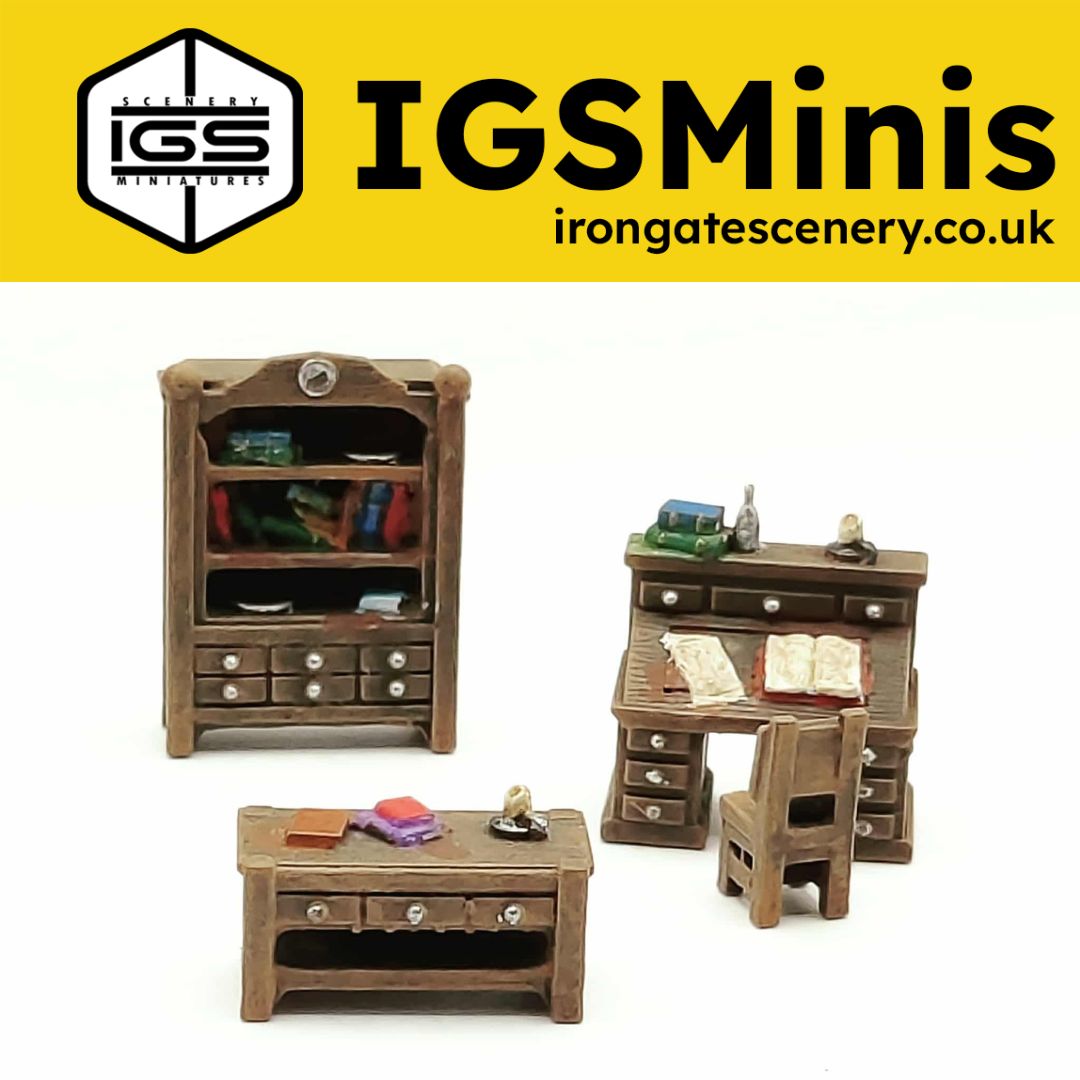 The final room we have is..

Halfling Study
🛒 £8.50: unpainted.
🎨 £20.50: hand-painted.

Find them and lots more here - irongatescenery.co.uk/scenery-terrai…

#wargaming #dnd #dragonrampant #tabletopgaming #terrain #tabletopgames #miniatures #igsminis #warhammer40k