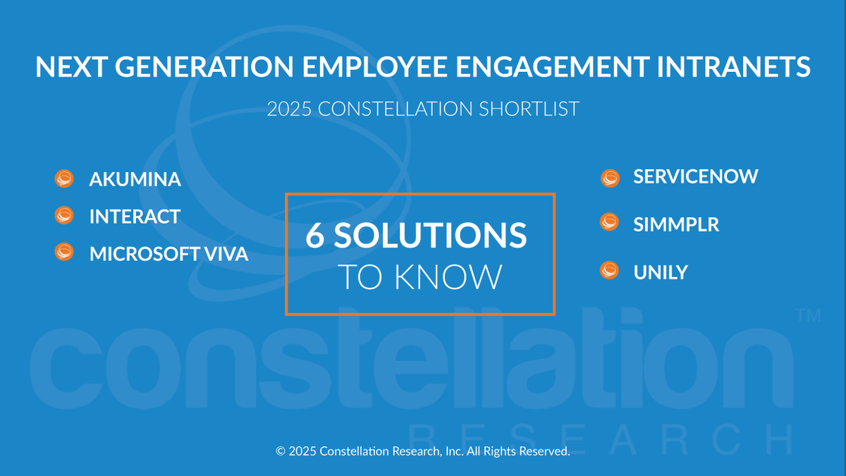 constellationr's tweet image. Boost employee engagement with the top Next-Gen Intranets! 🌟 Check out @rwang0 &amp;amp; @CR_MSchneider’s ShortList: zurl.co/4gVw0  Featuring @AkuminaInc, @interact, @Microsoft, @ServiceNow, @Simmplr &amp;amp; @WeAreUnily