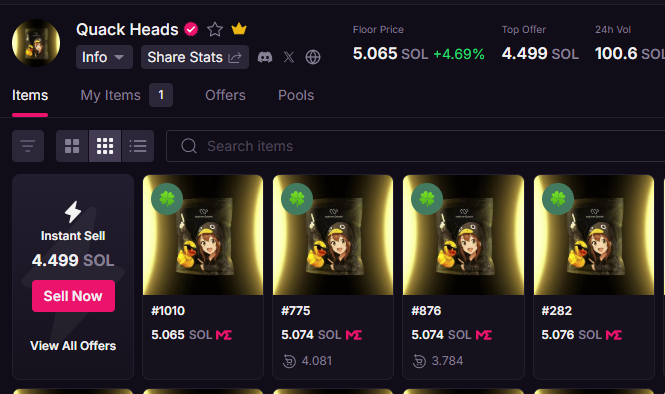 GM Quackers!!!!!

heads up : quack heads is currently trading at 5 $SOL and i cant wait till we hit 200 $SOL

bullish on wallchain <a href="/idOS_network/">idOS</a> 

keep holding, lets keep quacking!!!