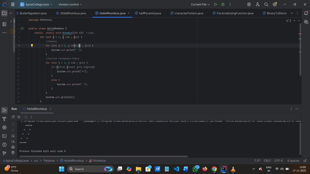 Nandandip_1414's tweet image. Day 57 of #100DaysOfCoding
Practiced and solved some advanced pattern problems today — great boost to logic building! 🔥
Also learned a few new vocabularies to level up my communication skills.
Onwards and upwards! 
#zigbee