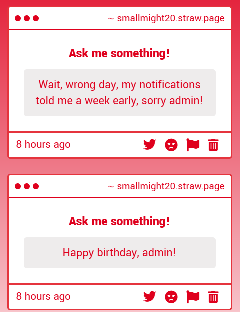 Small_Might20's tweet photo. // HOW DO U STILL HAVE ACCSESS TO MY STRAWPAGE 😭😭😭 BUT EITHER WAY THANK YOU SM!!!! i'm not active on this account anymore but i am active on @Wetspahhgetti and @A1R_Force !! <:)
THANK YOU FOR THE HAPPY BIRTHDAY WISH ( •̯́ ^ •̯̀) https://t.co/m449tsHTV1