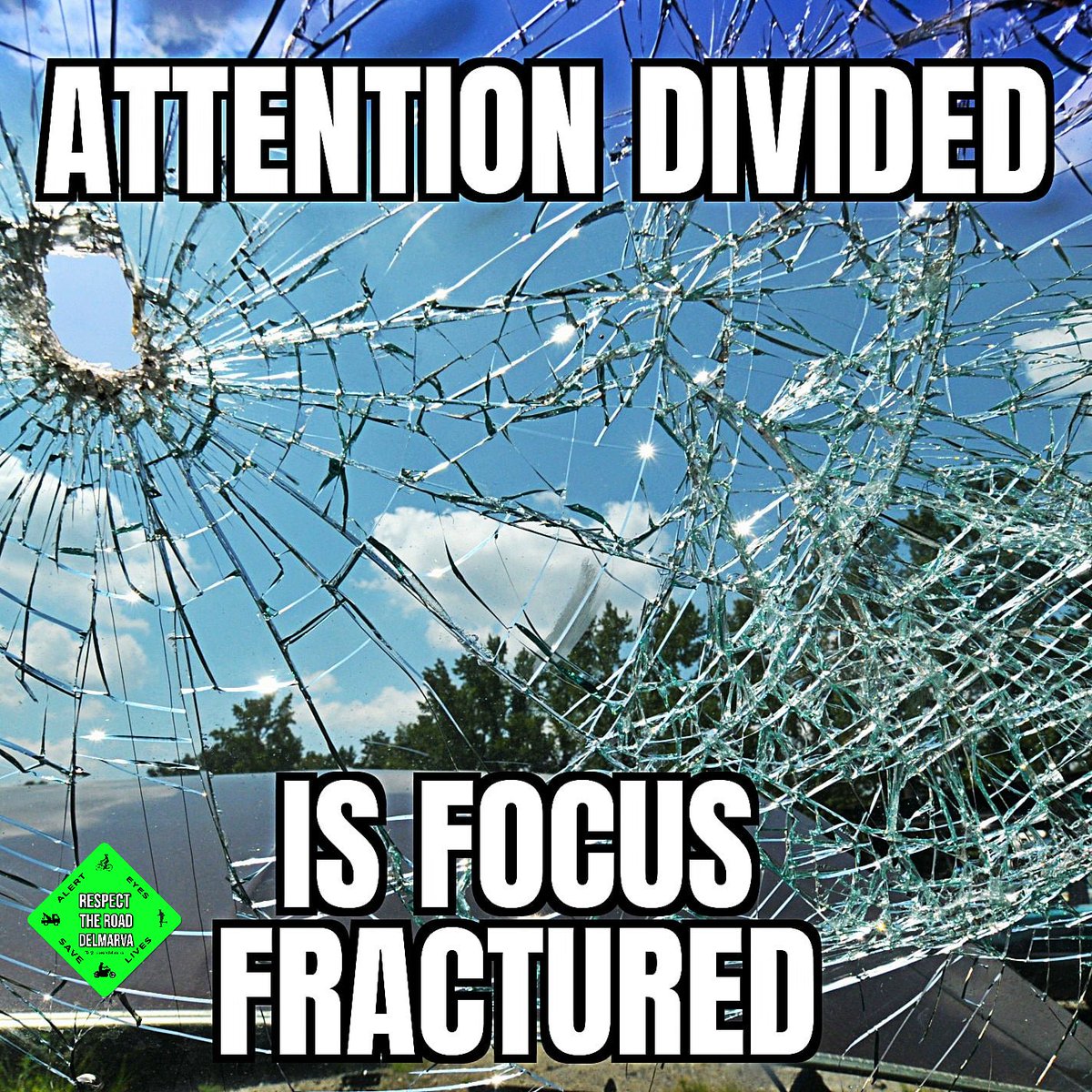 ridesafedp's tweet image. You wouldn&apos;t drive with a splintered windshield, would you? It&apos;s not okay to split your attention to to the road either. #ArriveAlive #ditchthedistractions #enddd