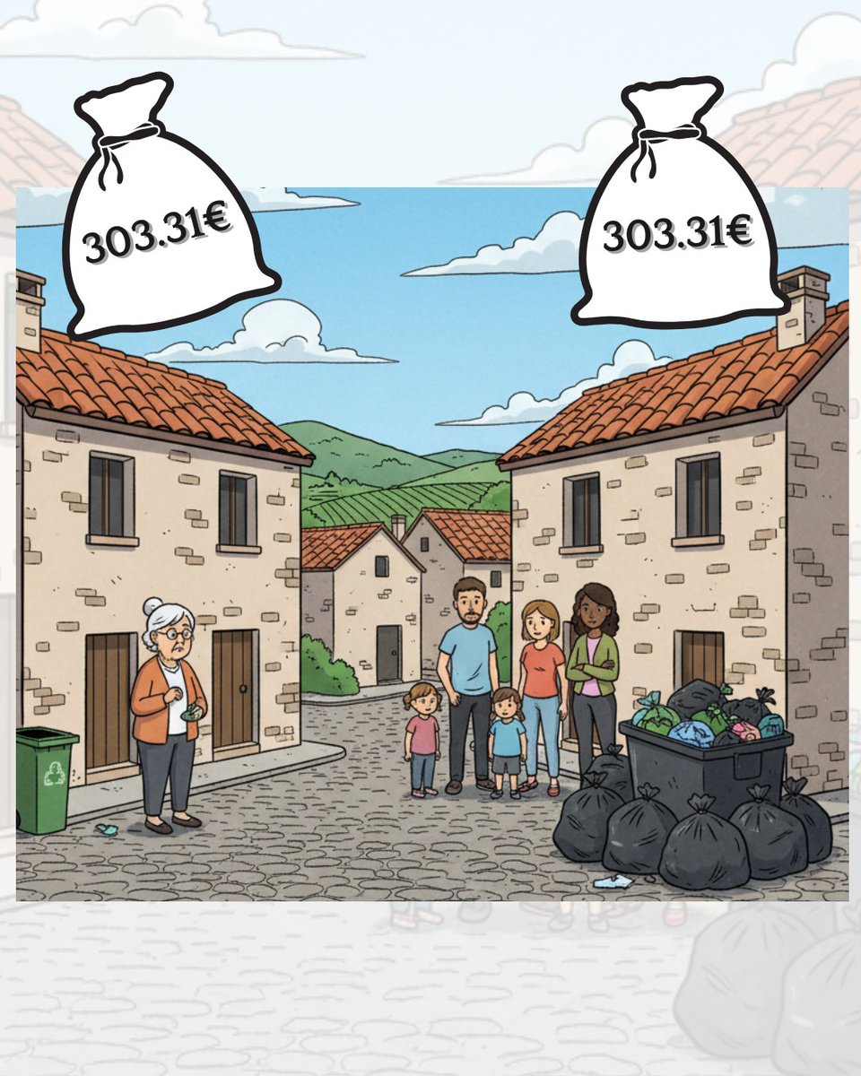 A #Subirats no es diferencia la taxa de residus ni per les persones que viuen en un habitatge ni per rendes. i aquest 2026 s'arriba als 303,31€
#fiscalitatjusta
