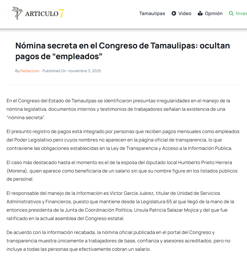 MLopezSanMartin's tweet photo. Se llama Humberto Prieto Herrera

Es diputado local en Tamaulipas

Su esposa cobraría como aviadora en el Congreso local

¿Adivinen de qué partido es?

Sí, de Morena.

📷 Artículo 7 https://t.co/RL5RigBzn1