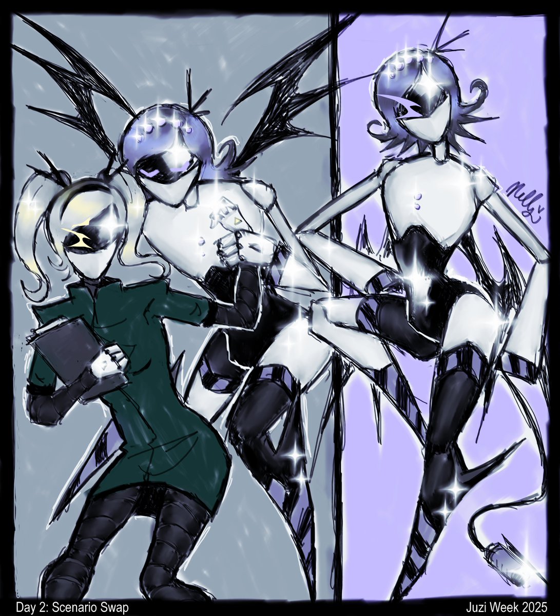 Juzi Week, Day 2: Scenario Swap (or Swap Au? Idk man...) #murderdrones #SerialDesignationJ #UziDoorman #Juzi #juziweek2025