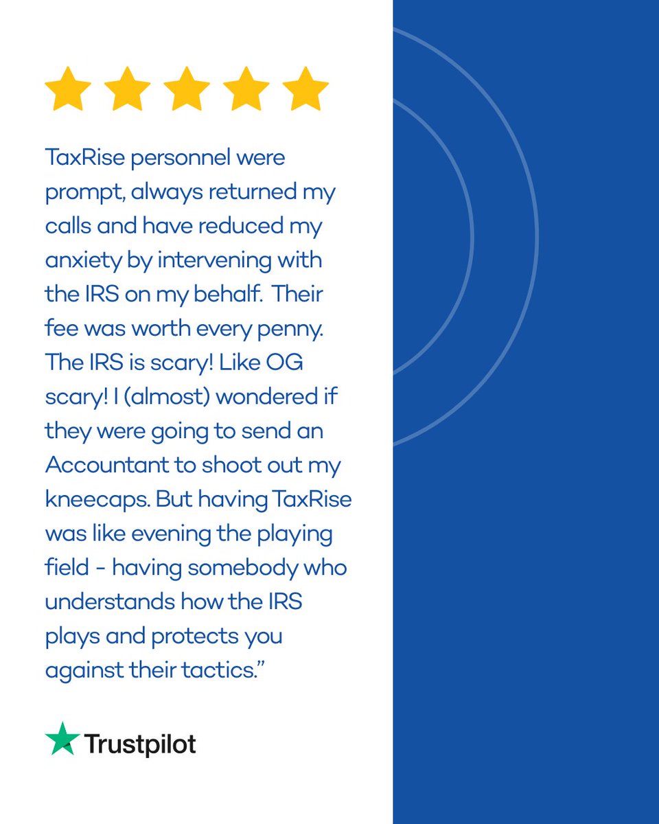 TaxRise's tweet image. At TaxRise, we work towards the best resolution for every client, every time! Read about Holly&apos;s positive experience while working with TaxRise.

#taxrelief #taxresolution #testimonial