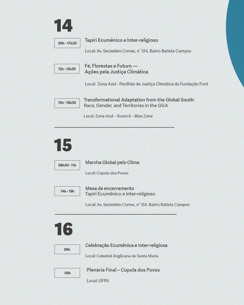 ISER NA COP 30

Confira nossa agenda de encontros, articulações e celebrações inter-religiosas na #COP30, em Belém!
