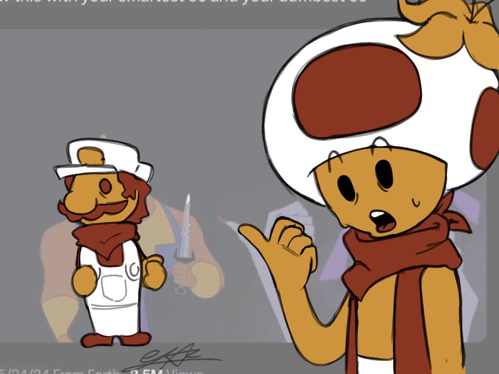 Glitchy_Dreamer's tweet image. TOAD ART WHATT???
TOAD meeting Player. 

&quot;This guy is supposed to be me?&quot;
#TOADhorrorbrew #horrorbrewoc #horrorbrewcommunity #art #silly