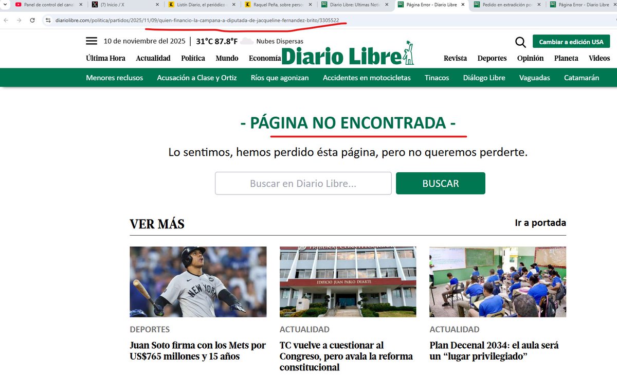 Diario Libre acaba de borrar la noticia sobre la diputada del PRM por la Romana y el vínculo de su "ex" pareja detenido presuntamente por narcotráfico.
<a href="/DiarioLibre/">Diario Libre</a>