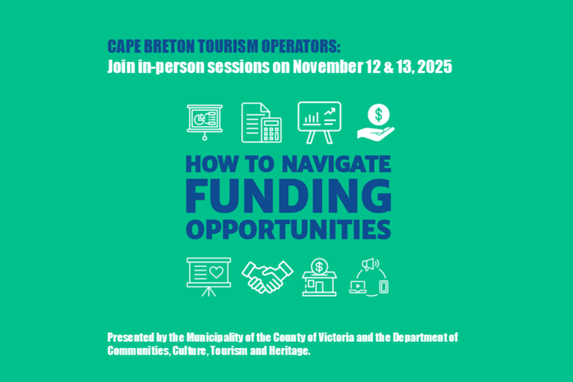 💡 Want to bring your tourism idea to life?
Join “How to Navigate Funding Opportunities” — Nov. 12 in Baddeck &amp; Nov. 13 in Neils Harbour!
tourismns.ca/news/intouch-b…
Learn about programs, deadlines &amp; grant tips.
📧RSVP  yvette.rogers@victoriacounty.ca
#TourismNS #CapeBreton