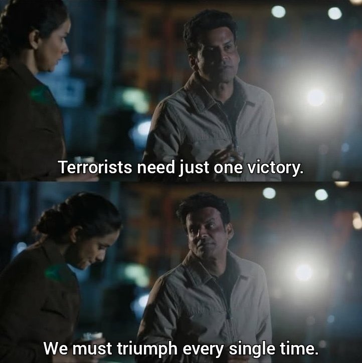 Harsh Truth: They only need to win once and we must never lose.
हर रोज़, हर पल, हम शांति की जीत के लिए लड़ते हैं।
Eternal vigilance is our greatest weapon. 🇮🇳
Credits - The Family Man