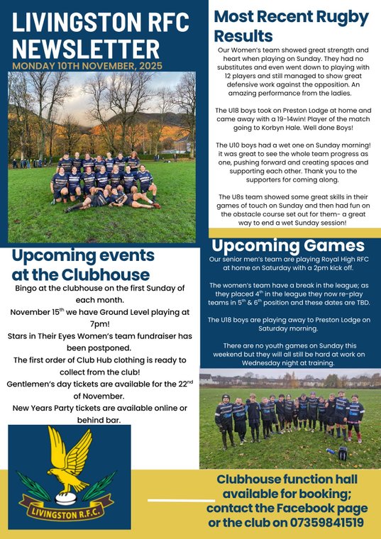LivingstonRFC's tweet photo. Newsletter 10/11/2025 #Pitchero
https://t.co/owPFQMI4JN https://t.co/bCFJNx8TOY