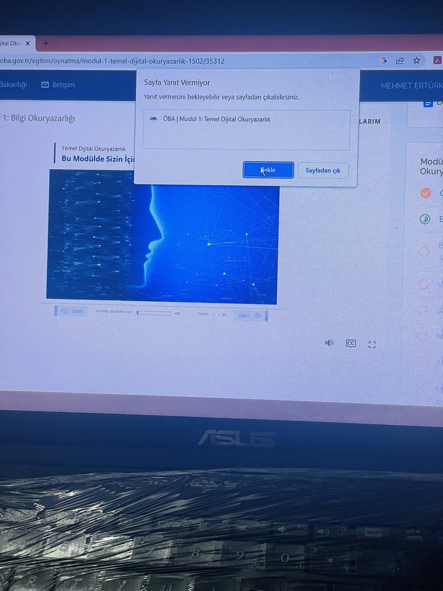 <a href="/ozdehaklar/">Öğretmen Hakları</a> 📢 ÖBA Çöküyor!
“Temel Dijital Okuryazarlık” modülünde saatlerdir sistem donmuş durumda.
Süre akıyor ama ilerleme kaydedilmiyor.
Öğretmenler sabaha kadar ekran mı beklesin?
<a href="/tcmeb/">Millî Eğitim Bakanlığı</a> <a href="/Yusuf__Tekin/">Yusuf Tekin</a>  @tcmebbasin
#ÖBA #MEB #DijitalOkuryazarlık