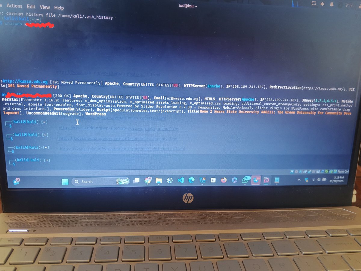 coder_z_'s tweet photo. Day 73/180 — Cybersecurity Journey

Today was all about hands-on practice 
I reviewed web server meta files &amp; did web app tech fingerprinting — both passively &amp; actively.

Tools : whatweb, wappalyzer, curl, nmap
Each lab sharpens my recon &amp; analysis skills 
@THE_CYBRARIANS https://t.co/Jpj8v8dmNJ
