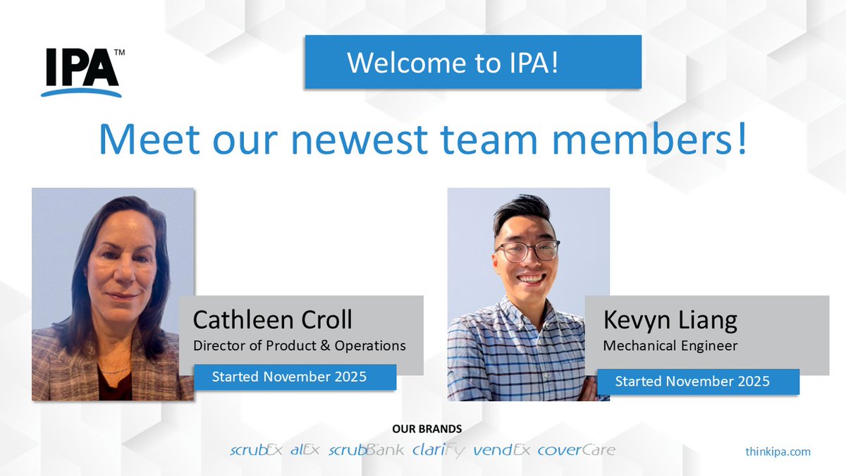 think_ipa's tweet image. IPA is excited to welcome Cathleen Croll and Kevyn Liang to our team! Both join the Engineering and Product Development department, Cathleen as the Director of Product and Operations and Kevyn as a Mechanical Engineer.

#NewHires
#OneIPA
