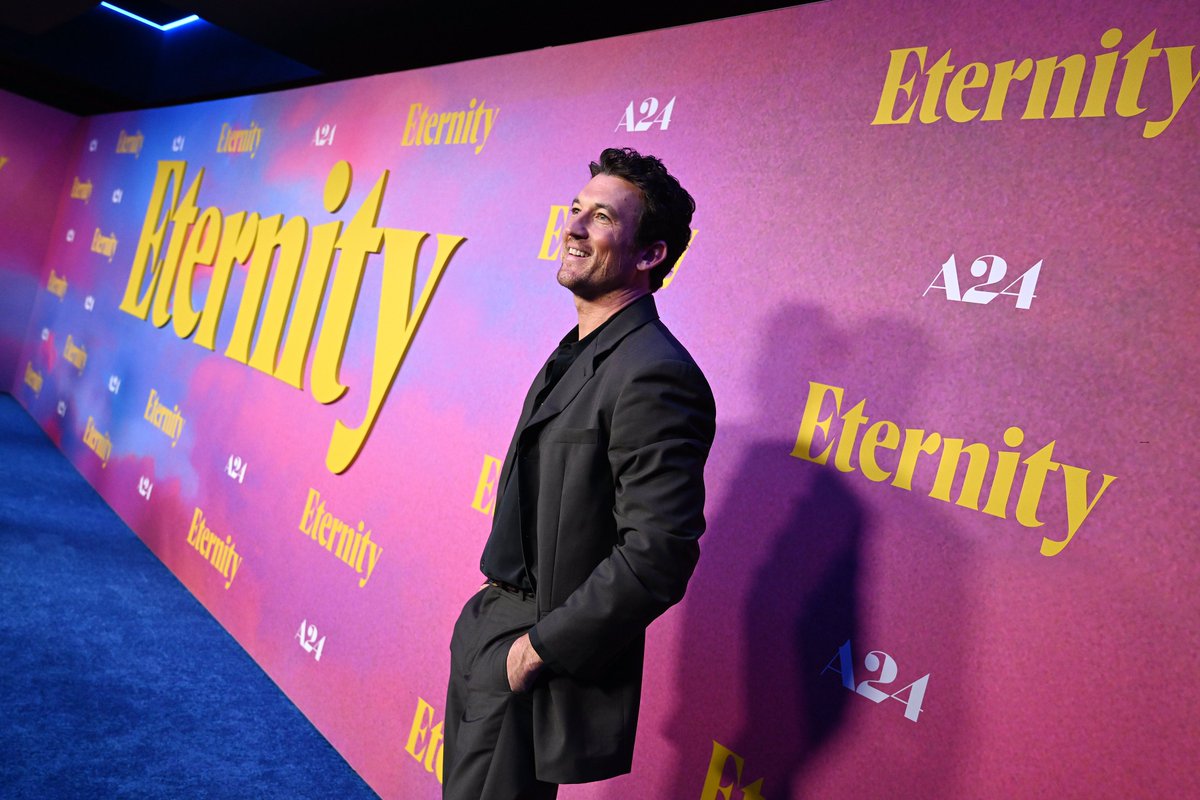 A24's tweet image. Drop dead gorgeous at the ETERNITY premiere in NYC.