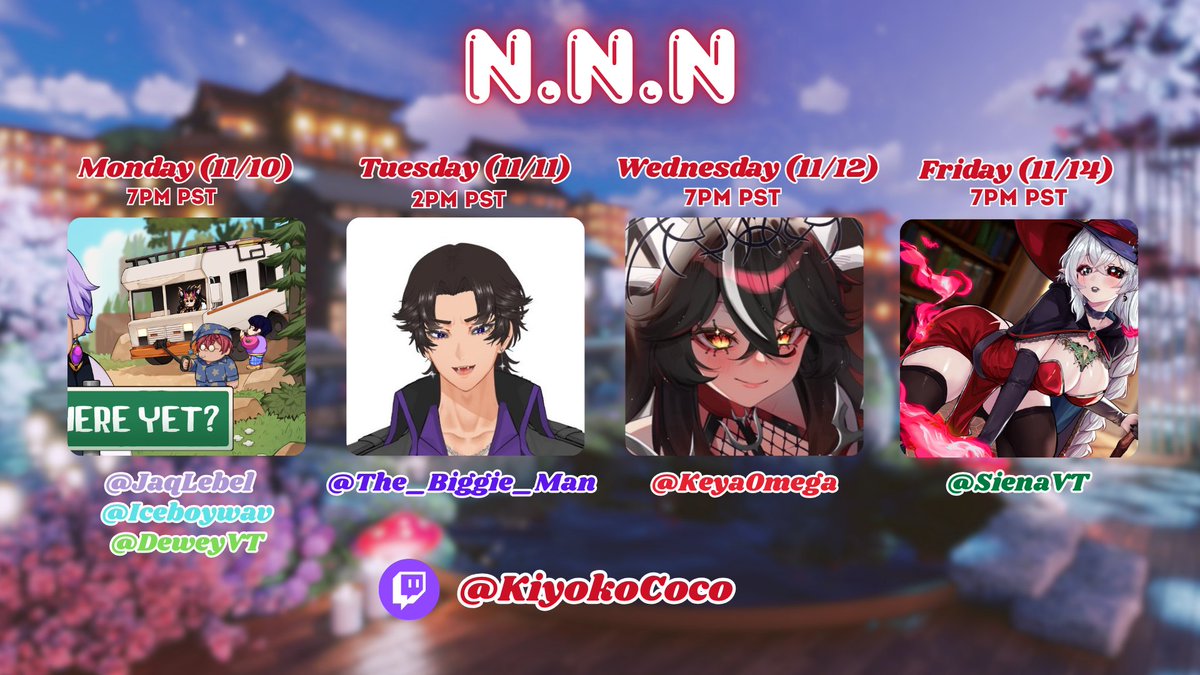 Kiyoko_Coco's tweet image. ❤️This week's collab lineup!! Look at all these cuties!
Monday: @JaqLebelVT @iceboywav @deweyvt_ 
Tuesday: @TheBiggie_Man 
Wednesday: @KeyaOmega 
Friday: @Siena_VT 
              ~ make sure you tune in! ~