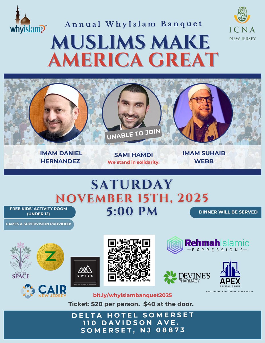 Join us this Saturday, November 15th for an inspiring evening at the Annual WhyIslam Banquet: Muslims Make America Great.

At a time when misconceptions about Islam continue to shape public perception, this theme is a reminder that the presence and contributions of Muslims have