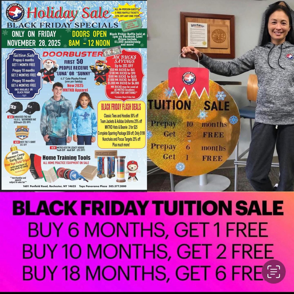 ❄️BLACK FRIDAY TUITION SALE
Only offered once a year. Renew or extend your membership on Black Friday!
Pay 6 months, get 1 month free!
Pay 10 months, get 2 months free!
Pay 18 months, get 6 months free!
#MKTKD