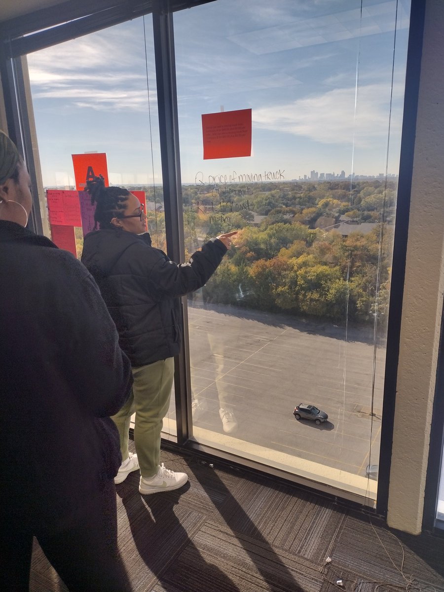 AaronDaffern's tweet image. How do you get math teachers up and moving at the end of a day long training? Let them write on the windows! #VerticalNonpermanentSurfaces @disdstemmath @DrElenaSHill @Dallasacademics @BTCthinks