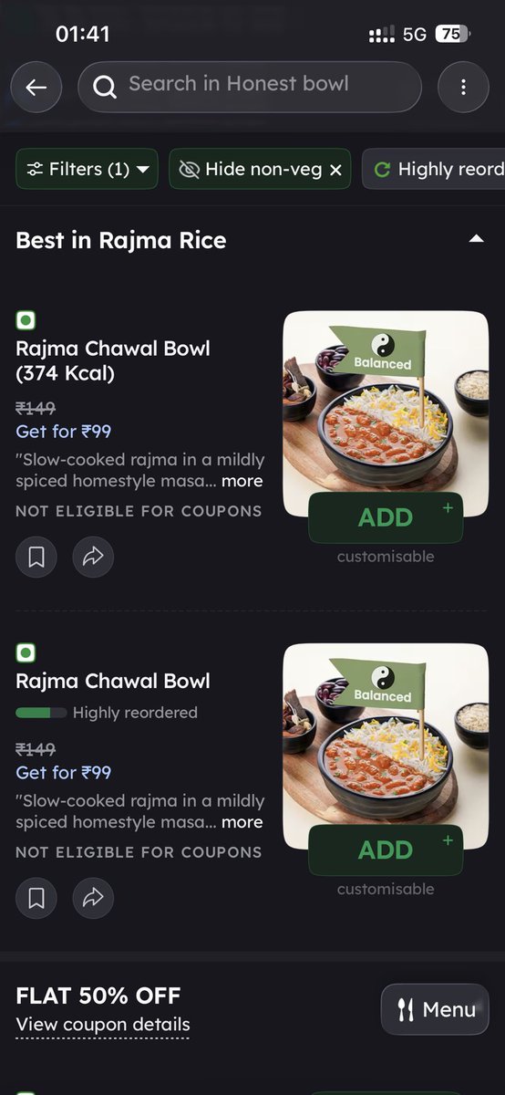 Tushargoel4577's tweet photo. @Swiggy there is a technical glitch,i ordered rajma rice but instead got dalmakhni rice. Rajma rice is showing twice here. After selecting rajma rice, i was delivered dal makhni rice and it shows that i ordered dal makhni rice. Very poor service. Initiate refund. https://t.co/e7t8q1wRES