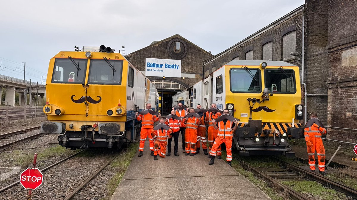 🥸 〰️ Great to see our tampers supporting men's health this #Movember.

 📸 Joshua Tapner from <a href="/balfourbeatty/">Balfour Beatty</a>, featuring colleagues at our Ashford depot in Kent.

Share your Movember railway pics and tag <a href="/networkrail/">Network Rail</a>.

<a href="/MovemberUK/">Movember UK</a> <a href="/NetworkRailSE/">Network Rail Kent & Sussex</a> #MachineMonday