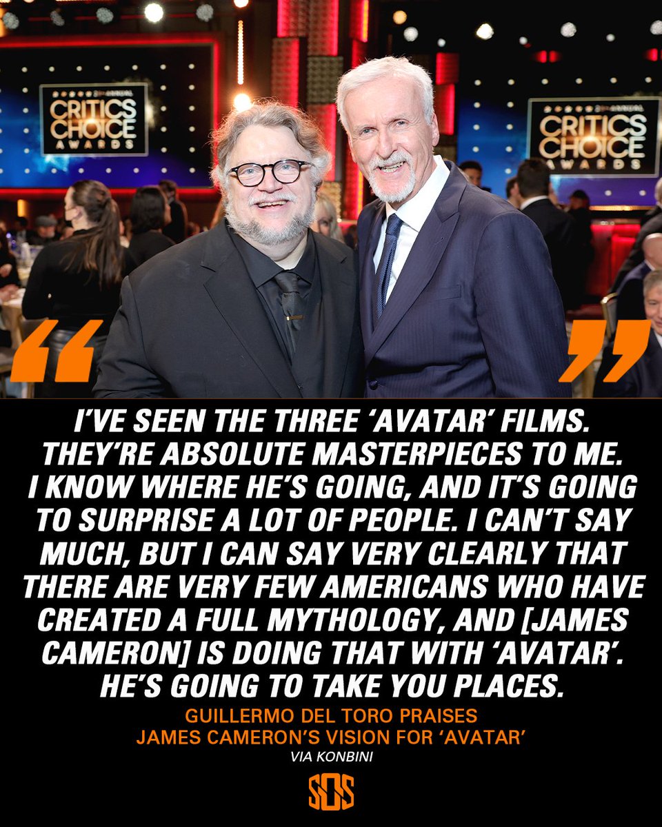 ScreenOffScript's tweet image. Guillermo del Toro says he’s already seen all three Avatar films (including &apos;Avatar: Fire and Ash&apos;) and calls them “absolute masterpieces.” 🔥
