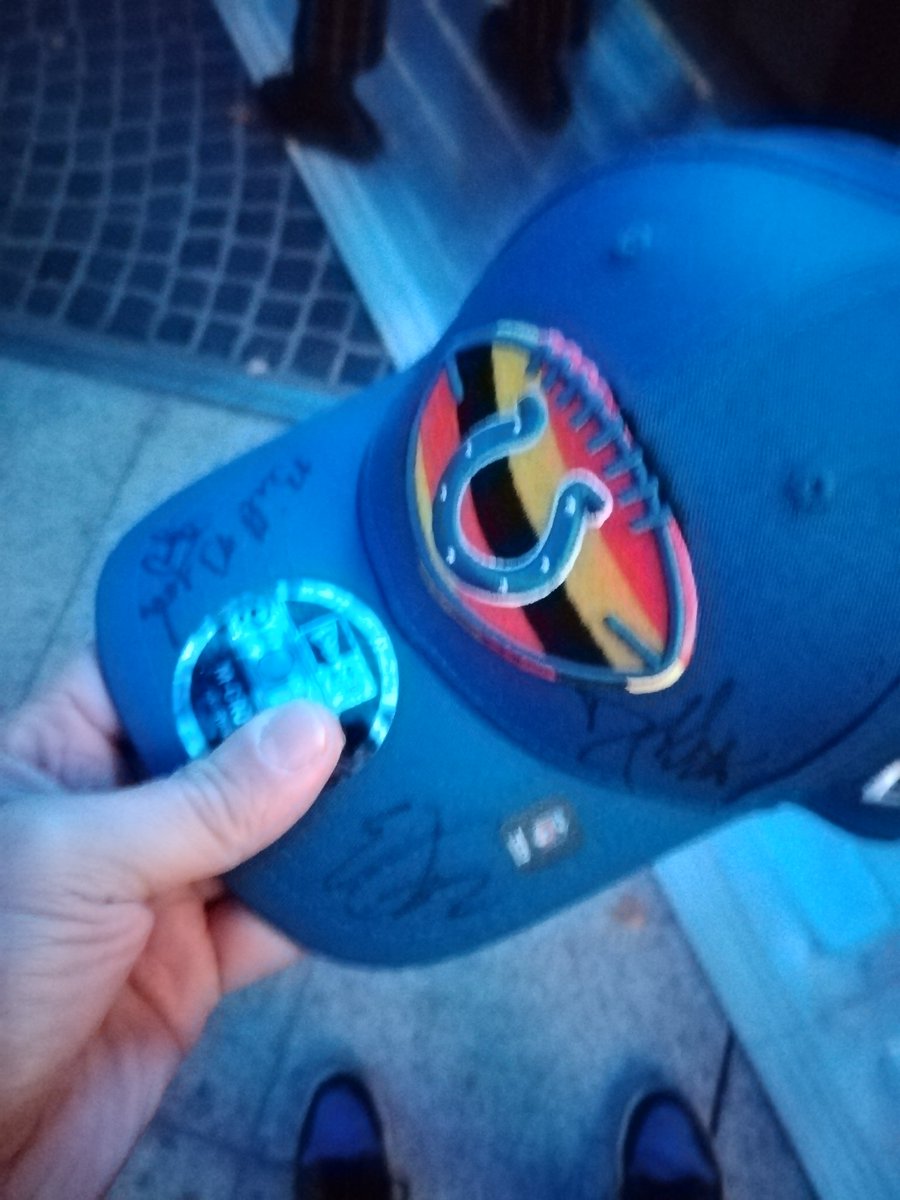 JD_fan11's tweet photo. Throwback to an unforgettable Friday evening at Potzdamer Platz in Berlin, getting ready for the #Colts v #Falcons game. I won a @JayT23 signed helmet, got my hat signed by Colts legends and got the reunion with @LarraOverton! Thank you @JJStankevitz and Larra for a great night!! https://t.co/0u8fHLUX6I