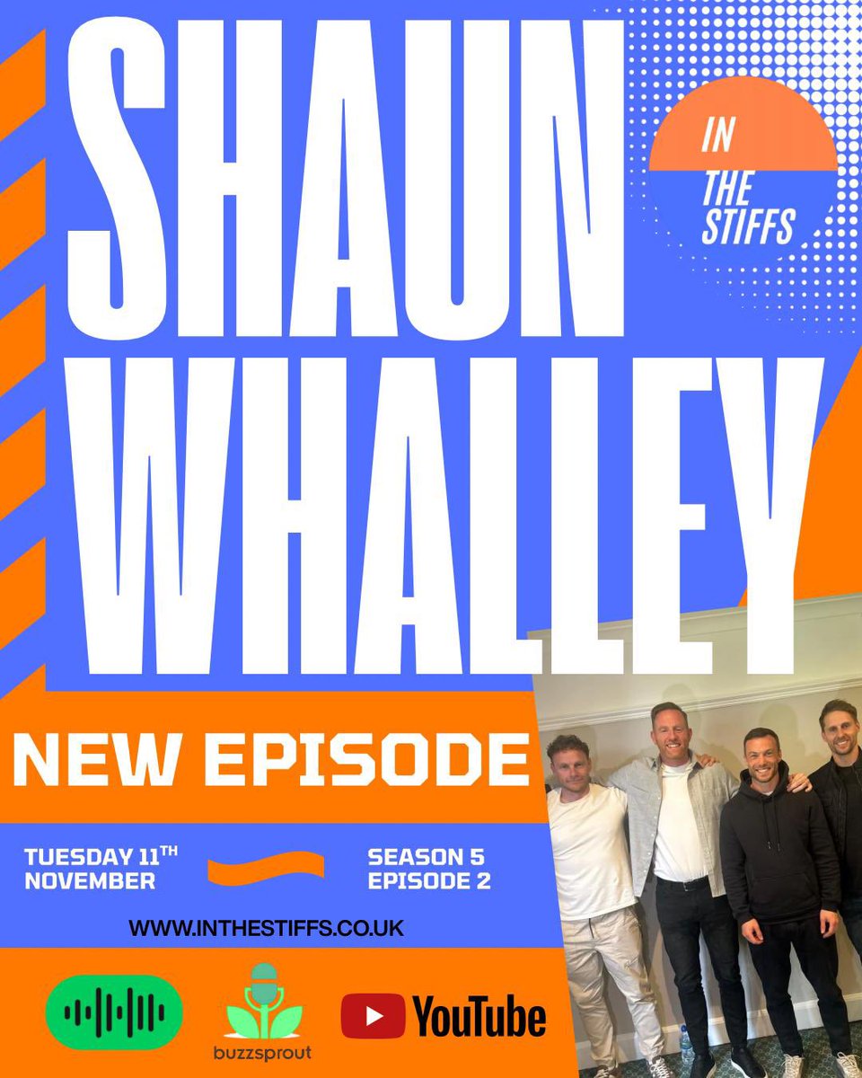 InTheStiffs's tweet image. WOW! Episode 2 is something else 🦾

The lads were joined a few months ago by Super @ShaunWhalley7 @StathamLodge 

Download and Listen from tomorrow and fall in love with SW7 some more….if it’s possible!? 😍