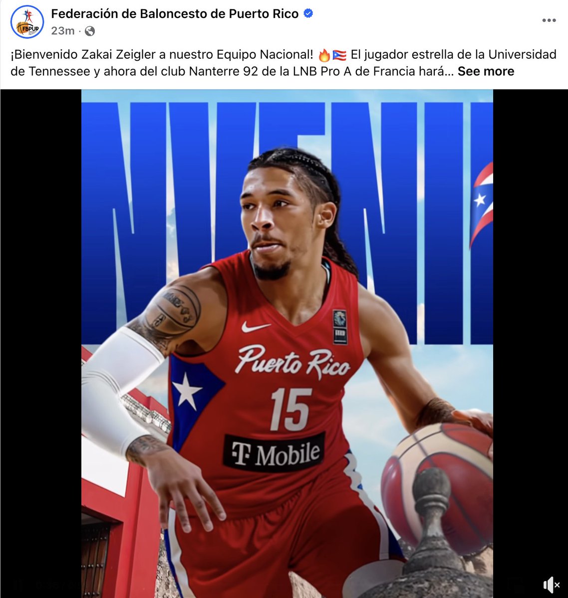National Team news: Zakai Zeigler (PG 5'9") will debut for Puerto Rico in the next FIBA window. He had an elite career at Tennessee (<a href="/Vol_Hoops/">Tennessee Basketball</a>) and currently in France with Nanterre 92 in LNB Pro A. - via <a href="/fbpur/">FBPUR 🏀🇵🇷</a>  🏀🇵🇷💪 #FIBA #TeamPUR