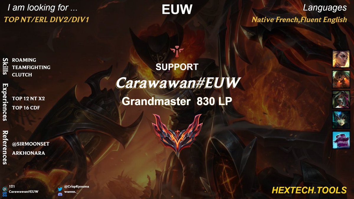 Hello,
I'm LFT as a Support for 2026
Looking for any opportunity in ERL 1/2 and TOP LFL3
Lolpros : lolpros.gg/player/121
<a href="/SirMoonset/">Möonset</a> for references

<a href="/LFT_PL/">LFT POLAND</a> <a href="/LFT_LoL_EU/">LFT_LoL_EU</a> <a href="/LoL_LFT/">LoL Looking For Team 🇮🇹 🇪🇺</a> <a href="/LoL_LFT_Fr/">LoL LFT Fr</a> <a href="/LFT_LOL_Fr/">LFT LOL FR</a> <a href="/LoL_LFT_ITA/">LoL LFT 🇮🇹</a> <a href="/LFT_LOL/">LFT League of Legends</a> <a href="/LFT_LOL_ES/">LFT_LOL_ES</a> <a href="/lft_prime/">Prime League LFT</a> <a href="/LFT_Original/">Looking For a Team ⚡</a> <a href="/LFT_Mena/">LFT_Mena</a>