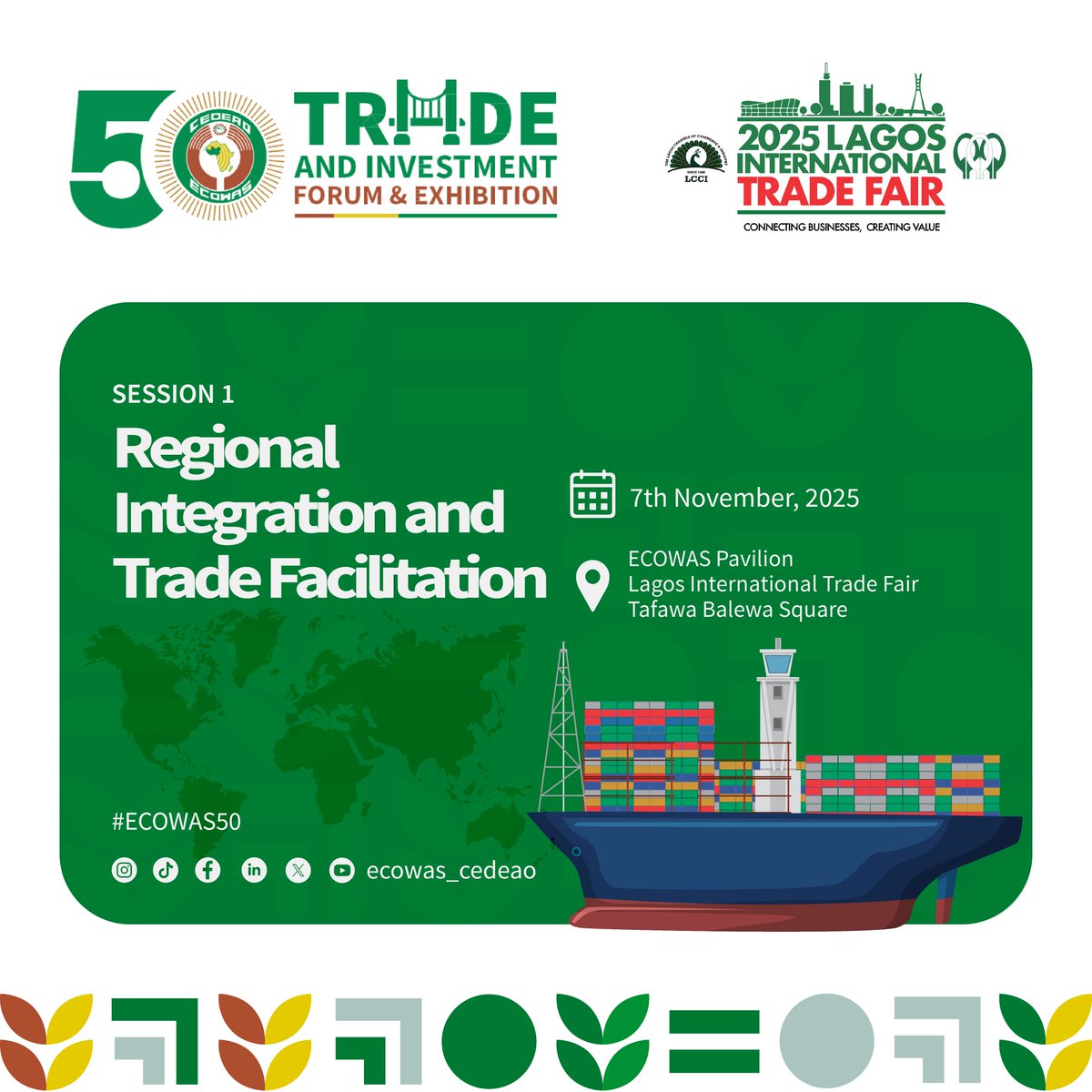 ecowas_cedeao's tweet photo. The ECOWAS Trade &amp; Investment Forum sessions revealed key strategies for boosting regional growth: from Industrialisation &amp; Sustainable Financing to prioritizing MSMEs and the Creative Economy.
​
#ECOTIFE #FutureOfTrade #Lagos2025 #CreateValue https://t.co/G5Uwiv4r6E
