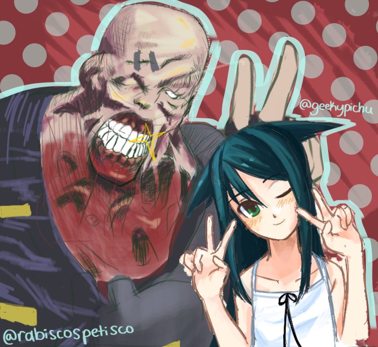 geekypichu's tweet image. Nemesis and Saya ~•.•