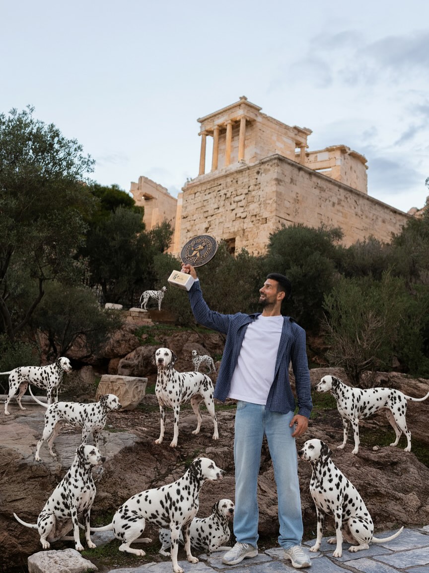 DjokovicFan_'s tweet image. Novak Djokovic celebrates his 101st trophy with a touch of humor. 😂