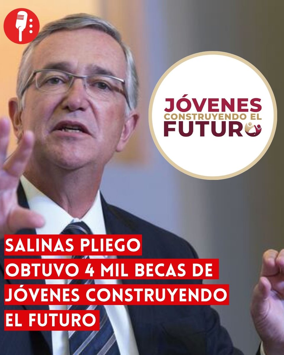 ReporterosMX_'s tweet image. ⭕ OJO | SALINAS PLIEGO OBTUVO 4 MIL BECAS DE JÓVENES CONSTRUYENDO EL FUTURO

Grupo Salinas (@gruposalinas), de Ricardo Salinas Pliego (@RicardoBSalinas), se benefició con más de 4 mil becas del programa Jóvenes Construyendo el Futuro, generando ingresos por hasta 238 millones de…