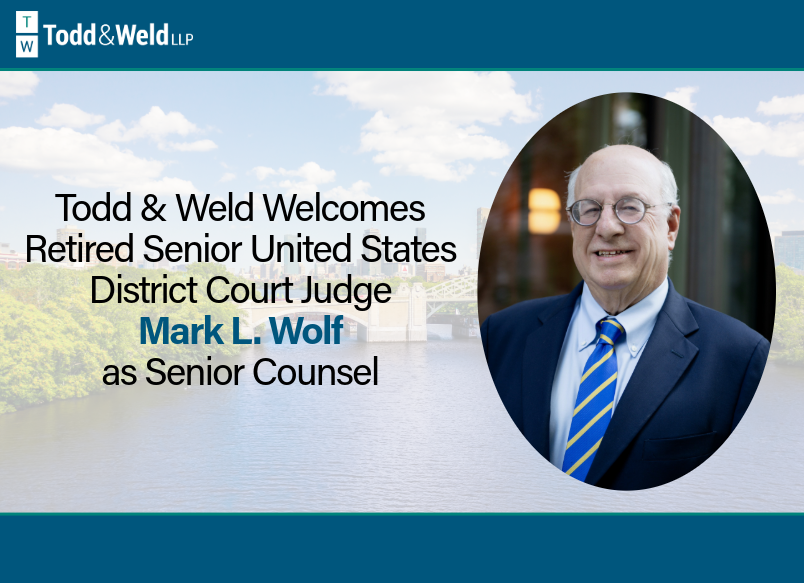 toddweldllp's tweet photo. Todd &amp; Weld is honored to welcome retired Senior U.S. District Court Judge Mark L. Wolf as Senior Counsel.

With 45+ years of public service, Judge Wolf brings extensive legal insight to our team.

🔗Read more: https://t.co/eWYkKRL4Y6 https://t.co/Wwnm5hAJCI