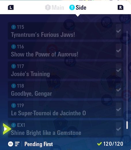 Side quests 120/120 complete.