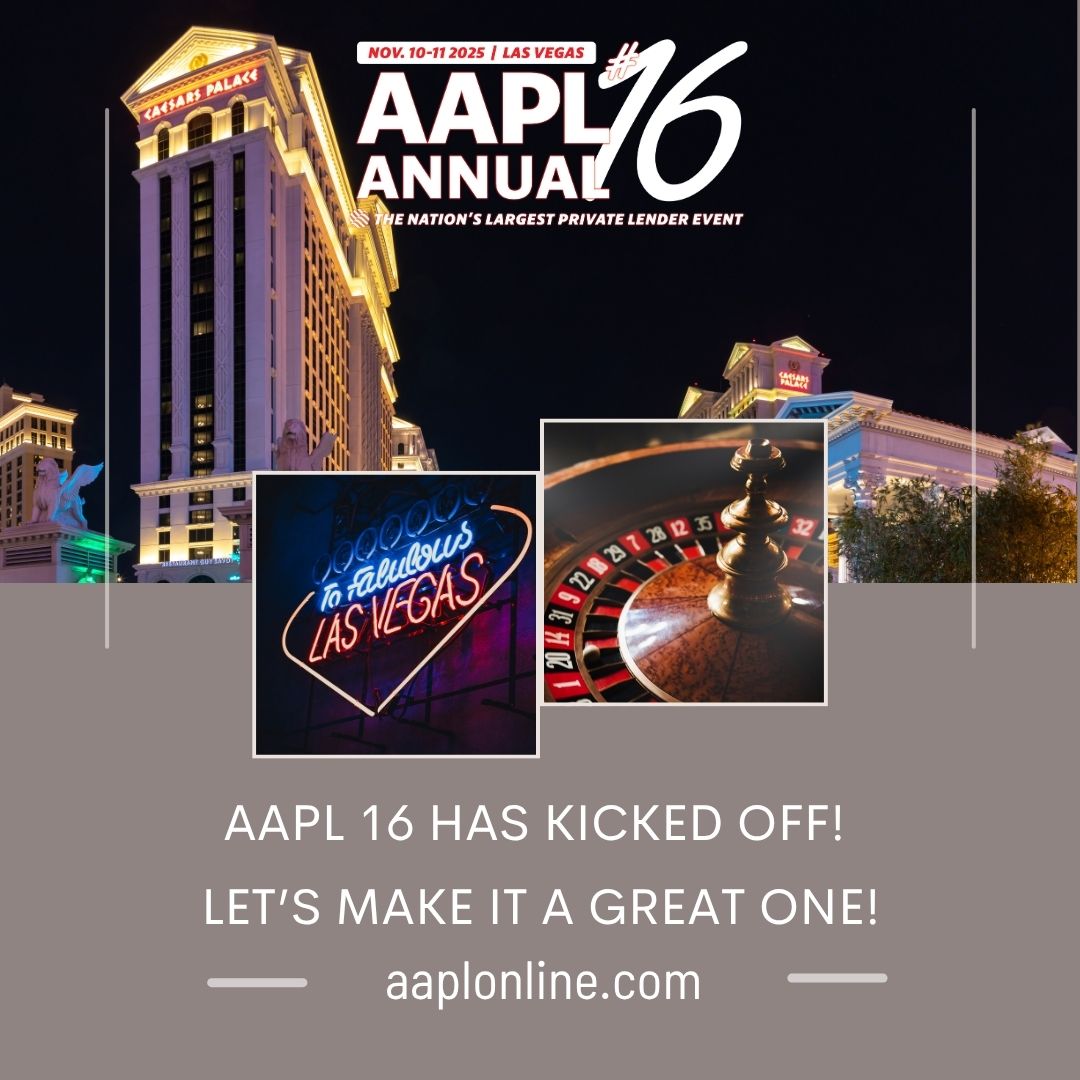 Today’s the day!

The AAPL 16th Annual Conference kicks off now — can’t wait to see everyone!

🔗aaplconference.com

#AAPLannual #chooseAAPL #lasvegas #privatelender #privatelending #whyAAPL #yourassociationatwork