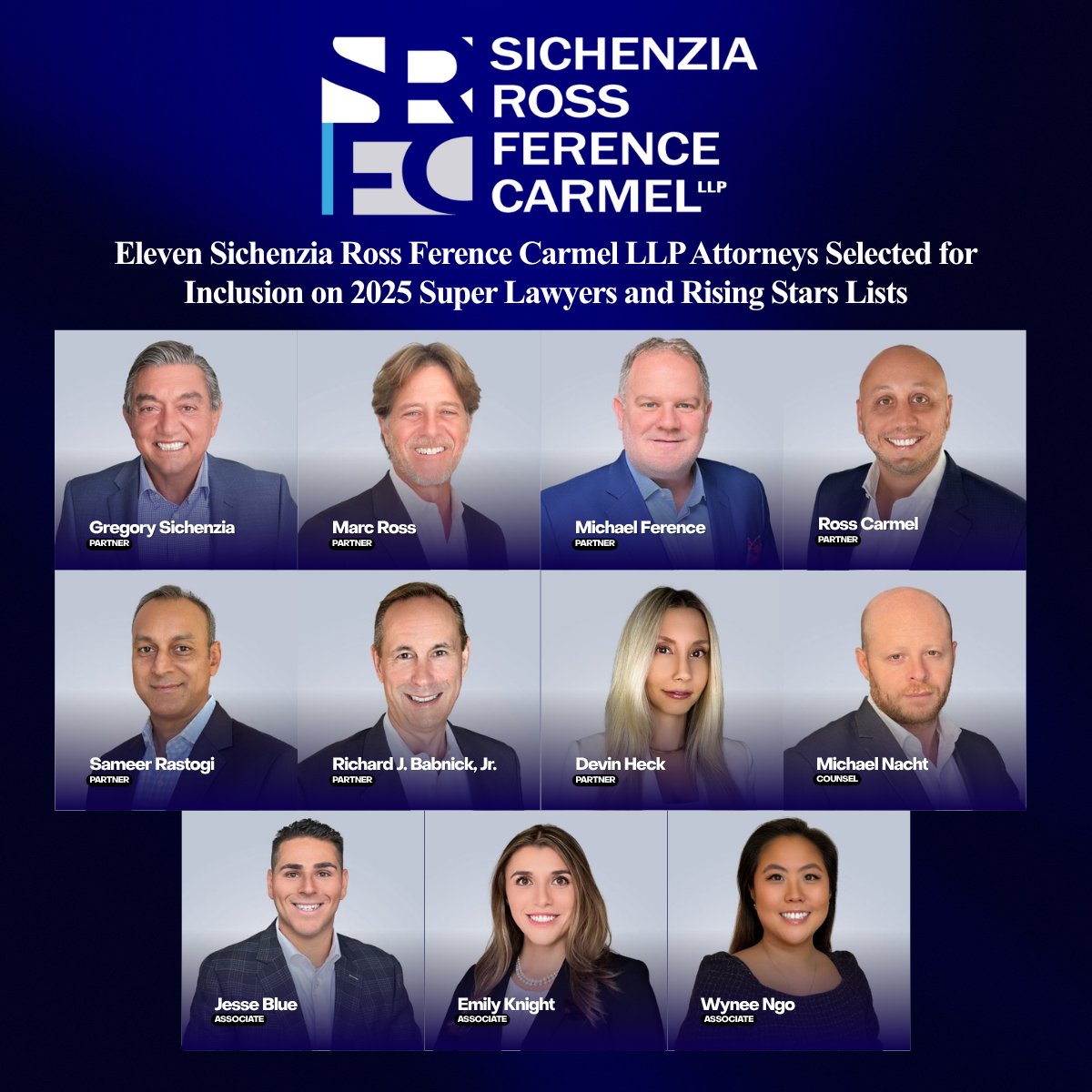 Proud to share that eleven attorneys from <a href="/SichenziaRoss/">Sichenzia Ross Ference Carmel LLP</a> have been recognized by <a href="/thomsonreuters/">Thomson Reuters</a> Super Lawyers for 2025.

lnkd.in/ekMhz79R