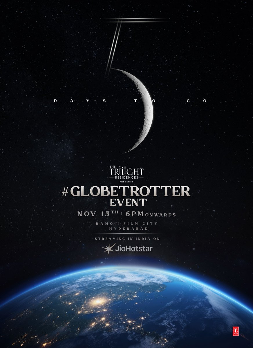 SBbySSK's tweet image. Just 5 days to go for the event that’s uniting everyone under one sky 🔥

Meanwhile get your eyes on this #GlobeTrotter..
youtu.be/0oIvIwJ3qKg

#GlobeTrotterEvent 
@ssrajamouli @urstrulyMahesh @priyankachopra @PrithviOfficial @mmkeeravaani @shrutihaasan @SriDurgaArts @SBbySSK