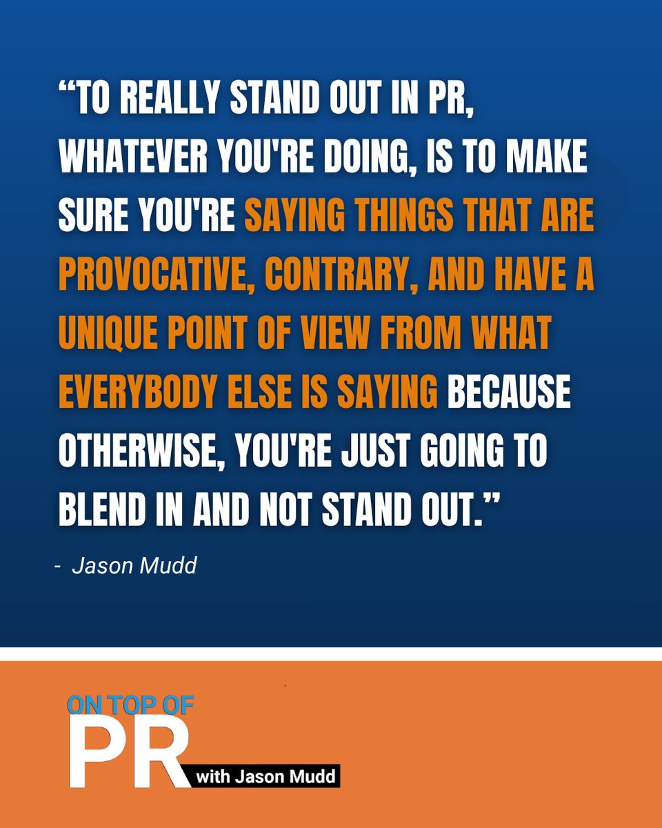 OnTopofPR's tweet image. Standing out in PR isn’t about doing more of the same. It’s about sharing insights, opinions, and stories that challenge the norm and capture attention.

🎧 Listen to the latest episode here: ontopofpr.com

#MediaRelations #PRInsights