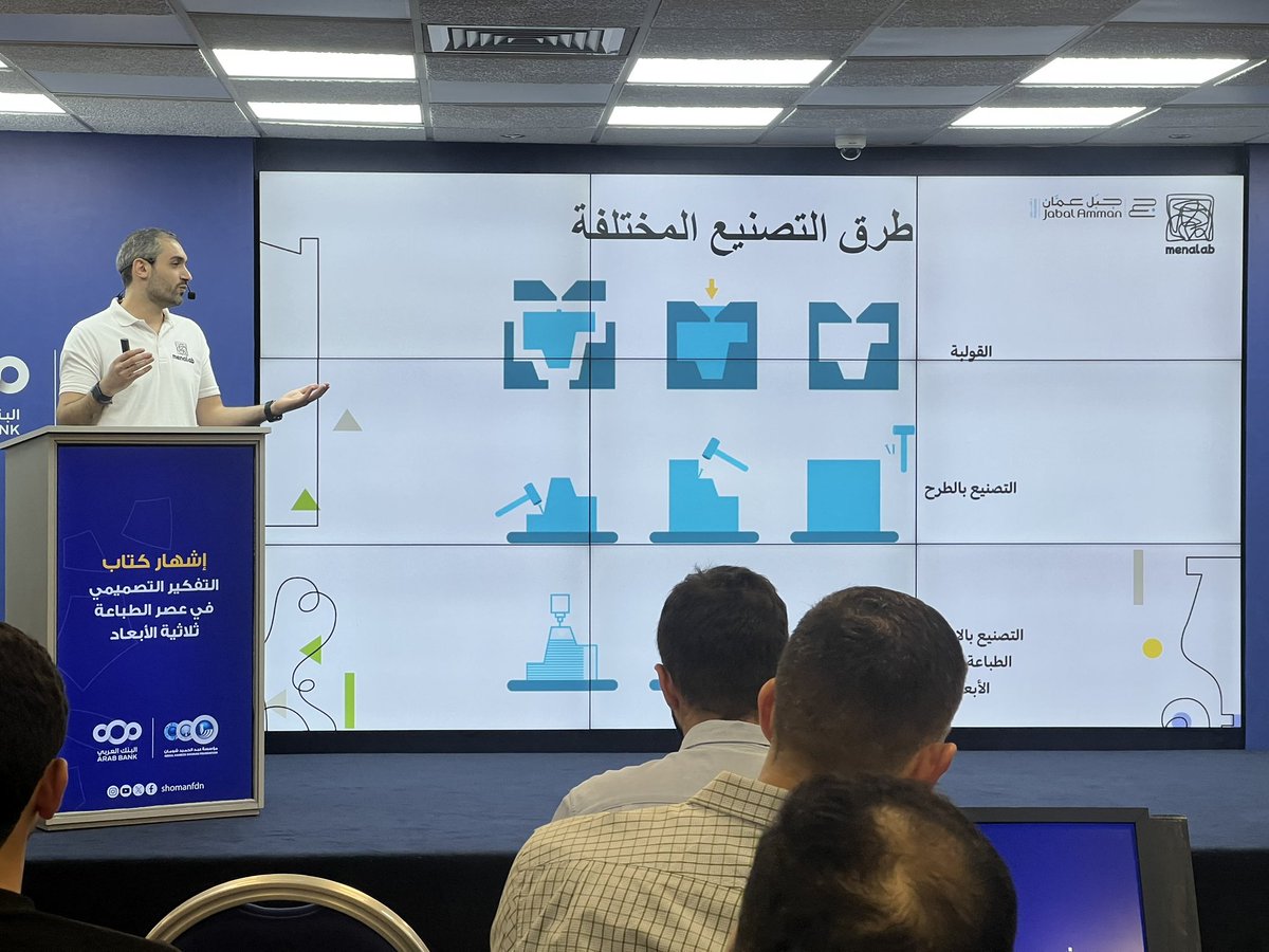 قصي ملاحمة "يحكي الآن في منتدى شومان الثقافي": التفكير التصميمي هو منهجية ونهج بخطوات مُقسّمة، مثل درج نصعده خطوة بخطوة للوصول للحلول.