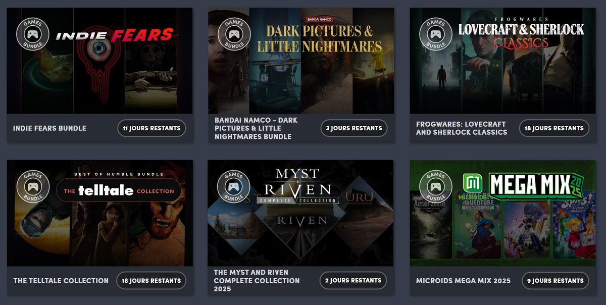 P_Aventure's tweet photo. Lot de packs de jeux d'aventure sur Humble Bundle :
https://t.co/7srDdGvL6P
Tous les jeux Myst/Riven, même les récents, mais aussi Amerzone, Twinsens Quest, Syberia4, Murder on the Orient Express, les Sherlock Holmes, les jeux Telltale, les indés comme Mouthwashing, Who's Lila... https://t.co/qyAakOP0AR