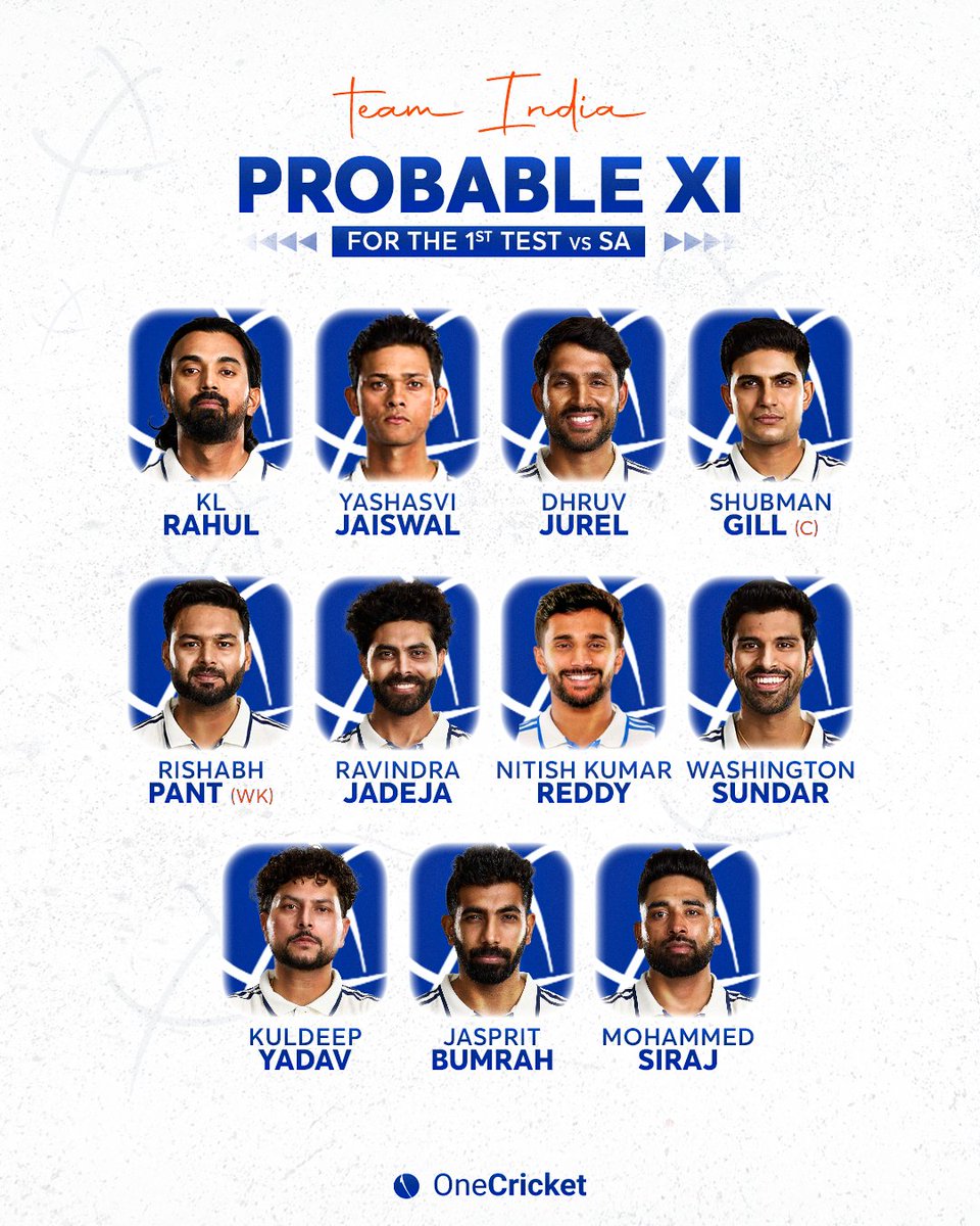 Here’s India’s probable XI for the 1st Test against South Africa. 

what changes would you make?

#INDvsSA #Test #Cricket #ShubmanGill #TeamIndia #DhruvJurel