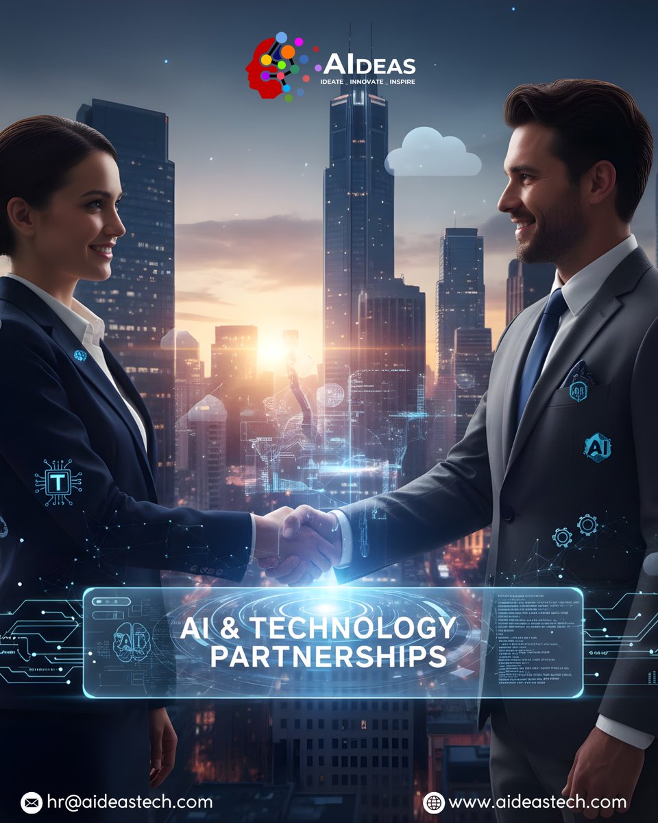 AIdeastech's tweet image. At AIdeas Tech Solutions Pvt. Ltd., we believe partnerships power progress. Together, we’re shaping the future of AI-driven technology for a smarter tomorrow.
#AIdeasTech #AIdeasTechSolutions #AIPartnership #TechPartnership #InnovationAlliance #AIInnovation #TechInnovation