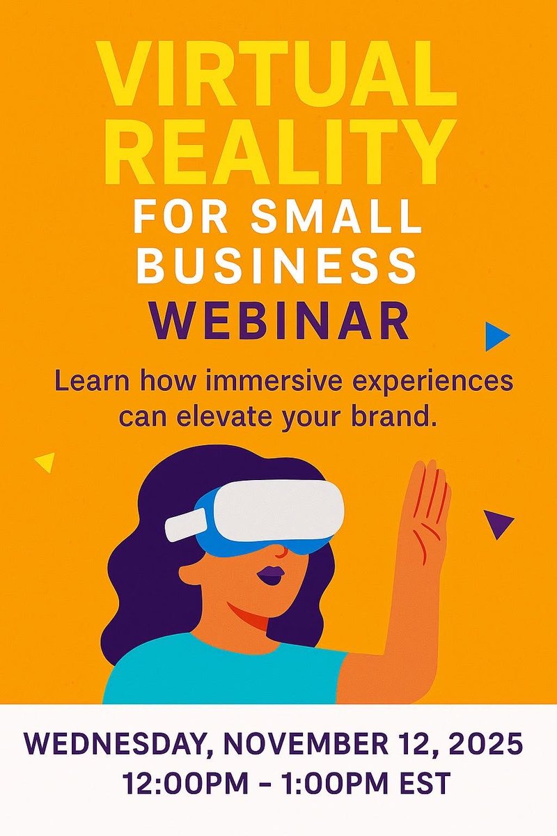 lomancs's tweet photo. SMALL BUSINESSES ! 
Discover how virtual reality (Metaverse) can help your brand stand out, engage customers in new ways, and create unforgettable experiences. 

WEBINAR-11/12 at 12 noon est 
https://t.co/XWnPcmCOwl 

#smallbusiness #smallbusinessowner https://t.co/Per9Ts9AkZ