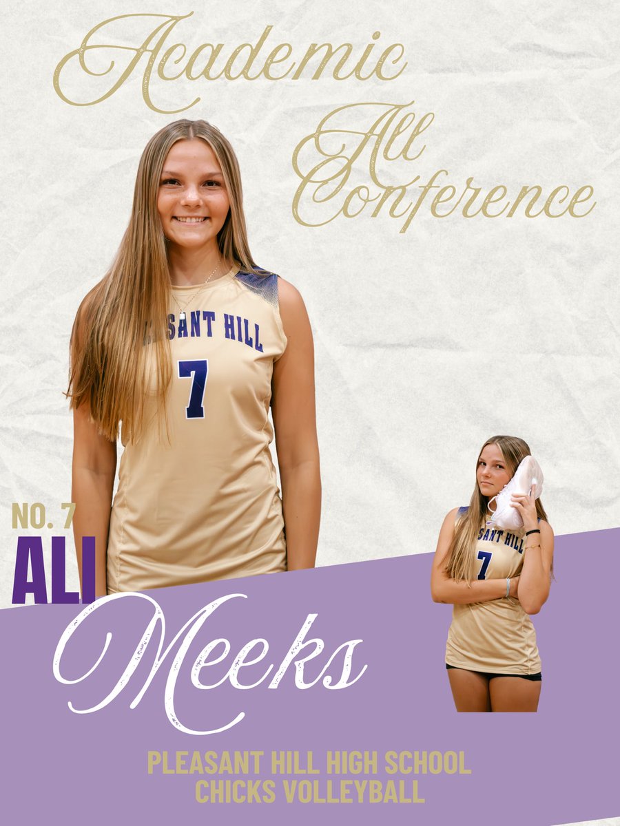 PHHSCHICKSVB's tweet photo. Celebrating our Chicks Volleyball Academic All-Conference honorees!💜💛🏐

Ali Meeks 
Charlee Hurlock 
Reese Hardin 
Addison Brazzle 

@PHHSActivities https://t.co/o0cNwAEjIt
