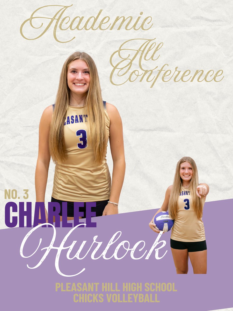 PHHSCHICKSVB's tweet photo. Celebrating our Chicks Volleyball Academic All-Conference honorees!💜💛🏐

Ali Meeks 
Charlee Hurlock 
Reese Hardin 
Addison Brazzle 

@PHHSActivities https://t.co/o0cNwAEjIt