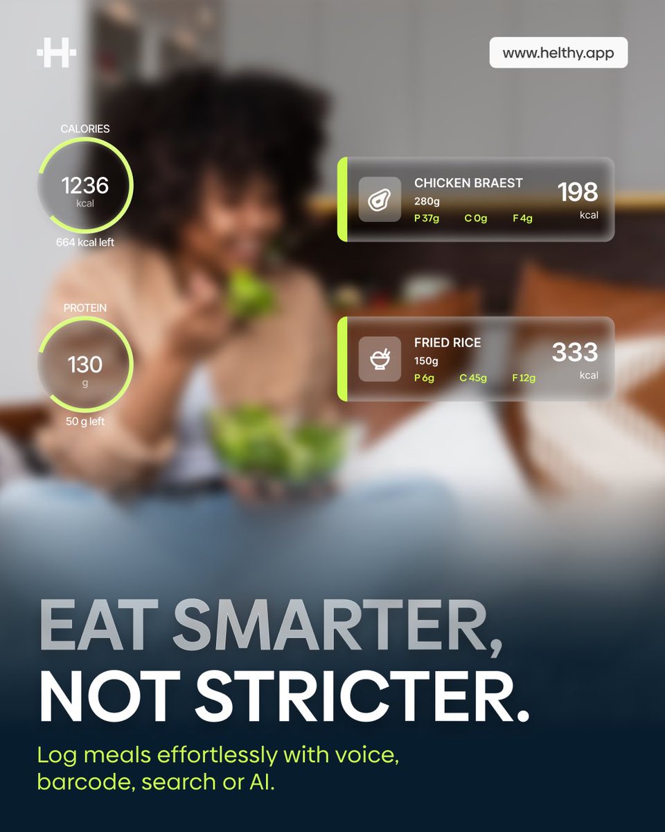 helthyapp's tweet photo. Tracking food shouldn’t be a chore.
Helthy lets you log meals in seconds - voice, barcode, search, or AI, your choice! 🚀 https://t.co/MPyAp6gVHy